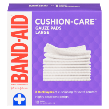 Band-Aid Cushion-Care Gauze Pads Large 10 Pads