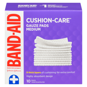 Band-Aid Cushion-Care Gauze Pads Medium 10 Pads