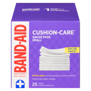 Band-Aid Cushion-Care Gauze Pads Small Value Pack 25 Pads