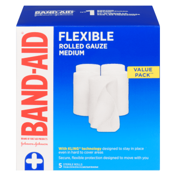 Band-Aid Flexible Rolled Gauze Medium Value Pack 5 Sterile Rolls