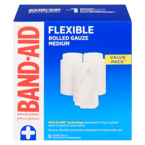 Band-Aid Flexible Rolled Gauze Medium Value Pack 5 Sterile Rolls
