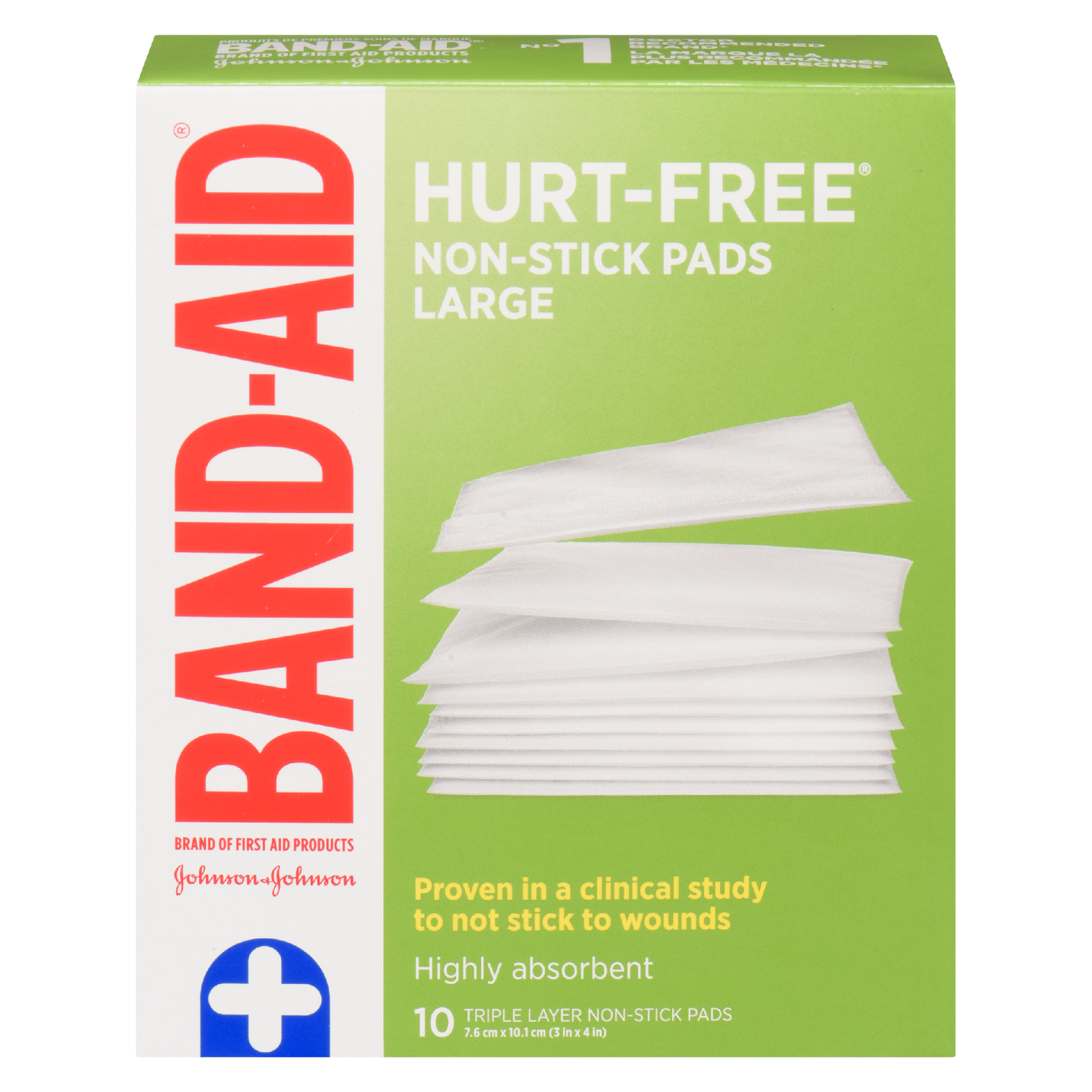 Band-Aid Hurt-Free Non-Stick Pads Large 10 Triple Layer Non-Stick Pads