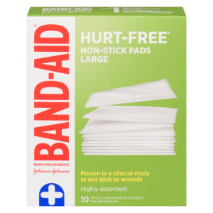 Band-Aid Hurt-Free Non-Stick Pads Large 10 Triple Layer Non-Stick Pads