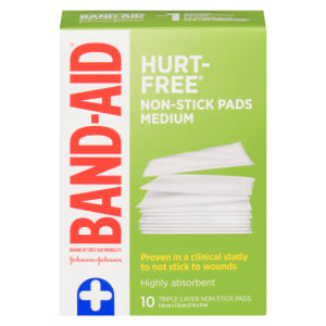 Band-Aid Hurt-Free Non-Stick Pads Medium 10 Triple Layer Non-Stick Pads