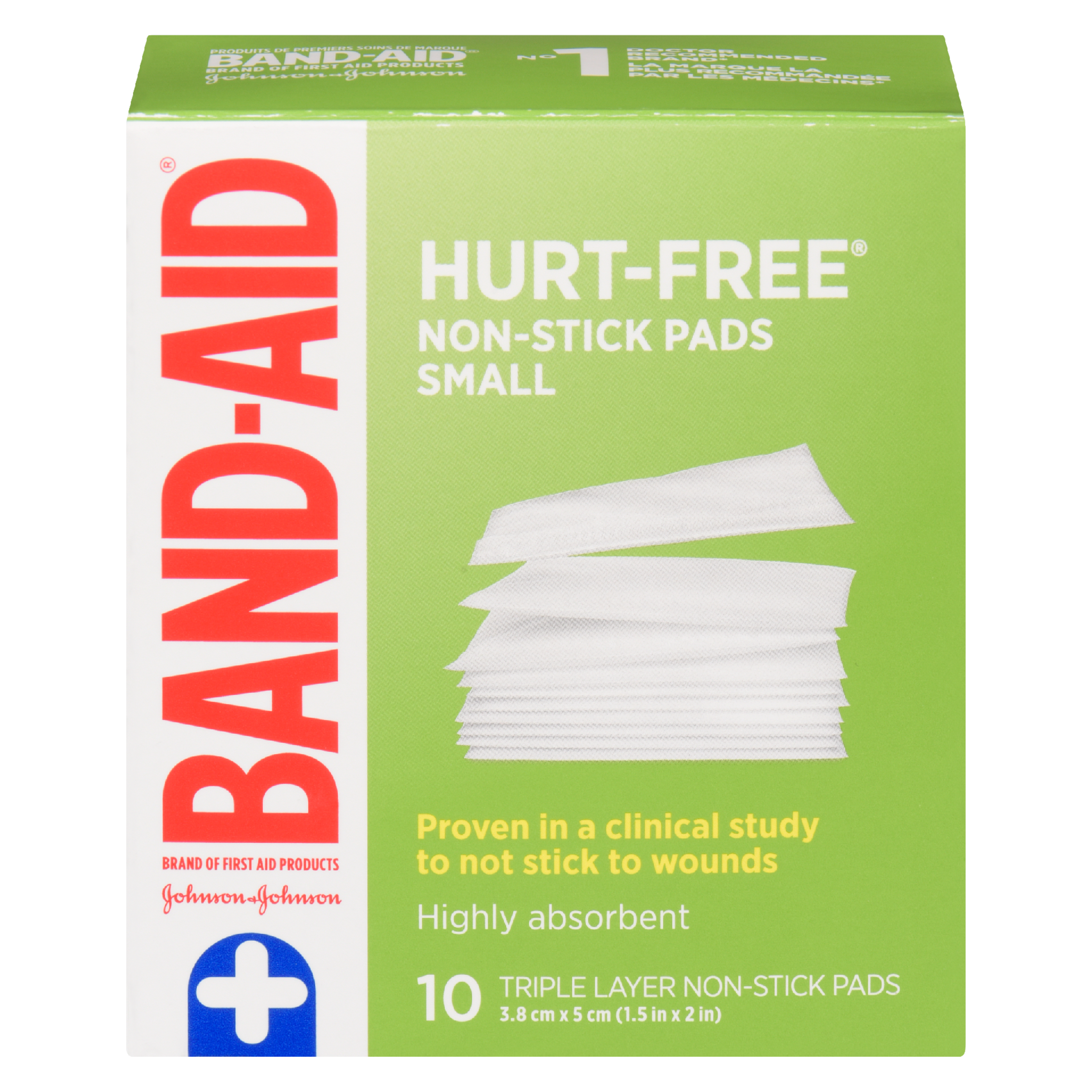 Band-Aid Hurt-Free Non-Stick Pads Small 10 Triple Layer Non-Stick Pads