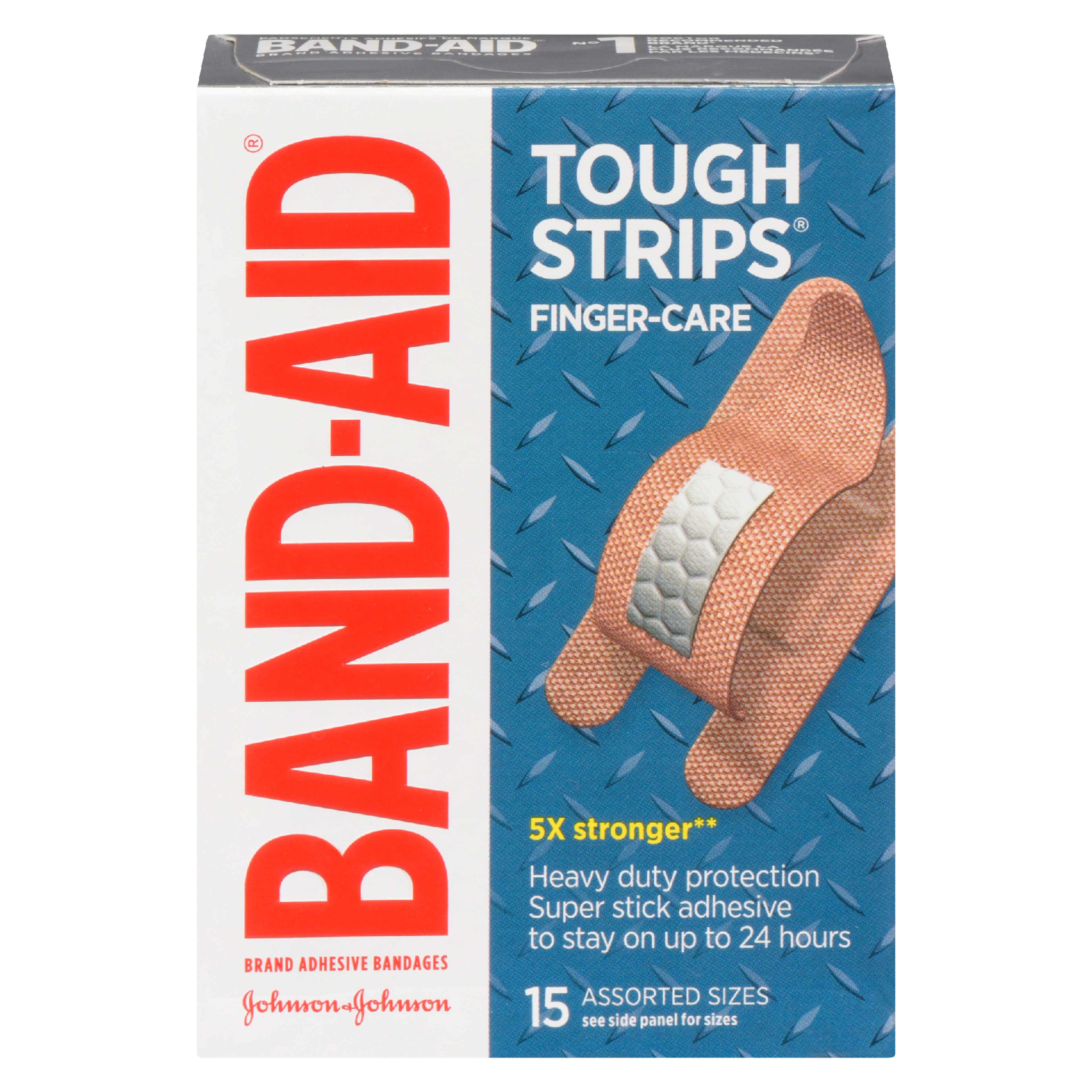 Band-Aid Tough Strips Brand Adhesive Bandages Finger Care 15 Assorted Sizes