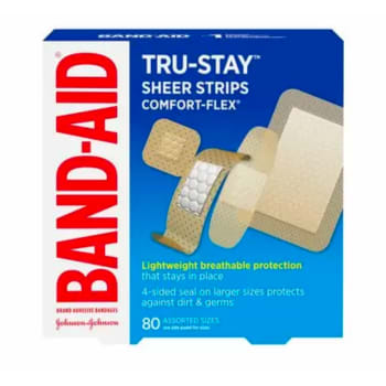 Band-Aid Tru-Stay Sheer Bandages Assorted (80 Count)