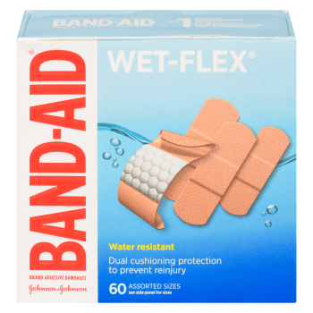 Band-Aid Wet-Flex Brand Adhesive Bandages 60 Assorted Sizes