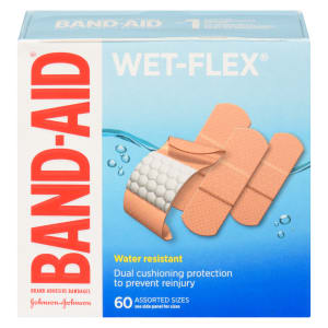 Band-Aid Wet-Flex Brand Adhesive Bandages 60 Assorted Sizes