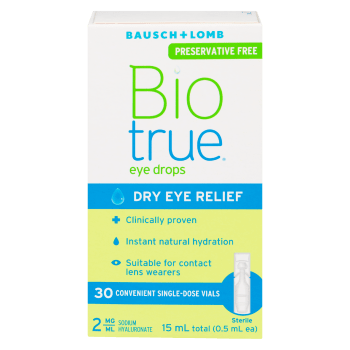Bausch + Lomb Bio True Eye Drops Sterile 30 Convenient Single-Dose Vials 15 ml