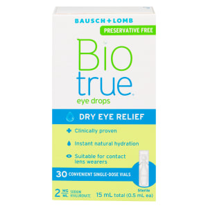 Bausch + Lomb Bio True Eye Drops Sterile 30 Convenient Single-Dose Vials 15 ml