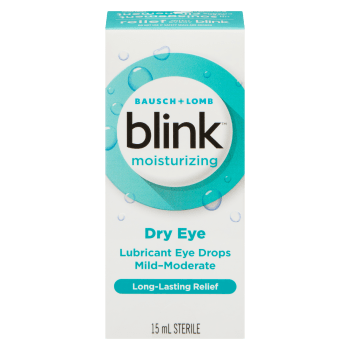 Bausch + Lomb Blink Moisturizing Lubricant Eye Drops Dry Eye Mild-Moderate Sterile 15 ml