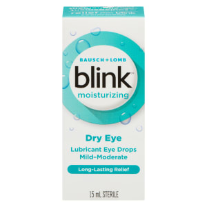 Bausch + Lomb Blink Moisturizing Lubricant Eye Drops Dry Eye Mild-Moderate Sterile 15 ml