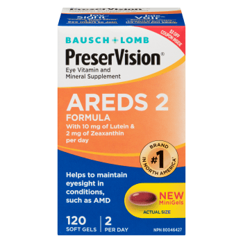 Bausch + Lomb PreserVision Eye Vitamin and Mineral Supplement AREDS 2 Formula 120 Soft Gels