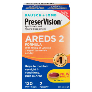 Bausch + Lomb PreserVision Eye Vitamin and Mineral Supplement AREDS 2 Formula 120 Soft Gels