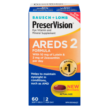 Bausch + Lomb PreserVision Eye Vitamin and Mineral Supplement AREDS 2 Formula 60 Soft Gels