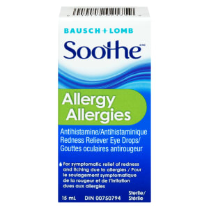 Bausch + Lomb Soothe Antihistamine Redness Reliever Eye Drops Allergy 15 ml