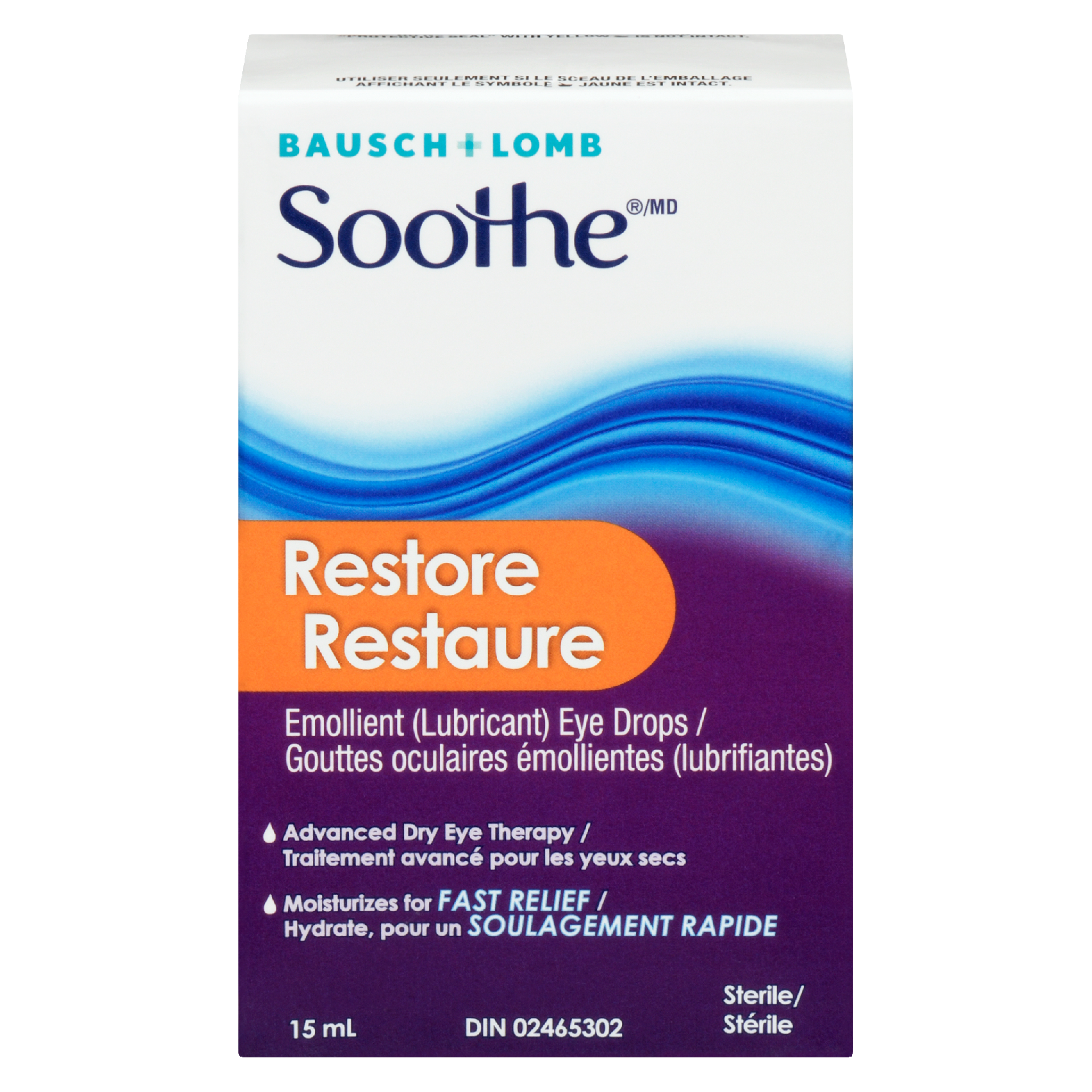 Bausch + Lomb Soothe Emollient (Lubricant) Eye Drops Restore 15 ml