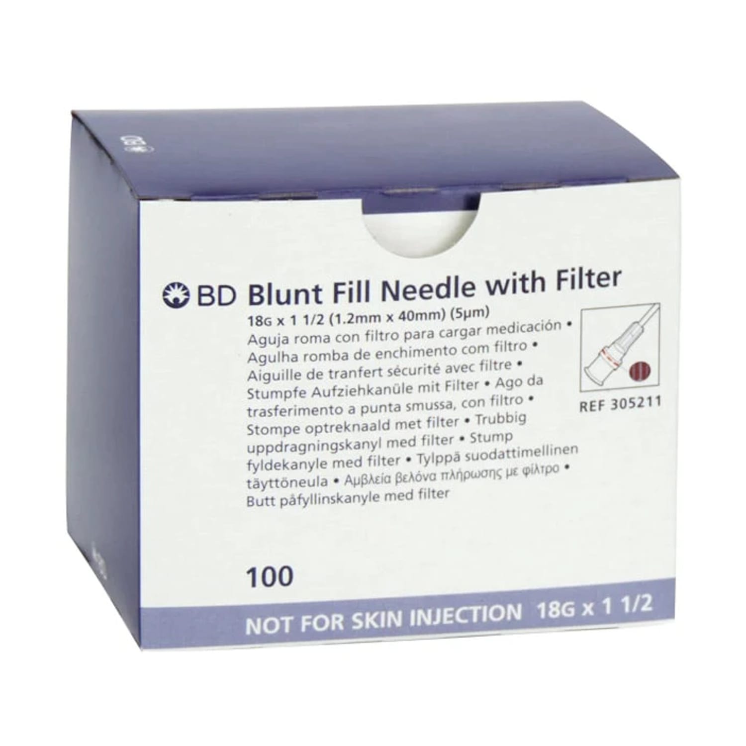 BD Blunt 5 Micron Filter Needle 18 G x 1.5 in (1.2 mm x 40 mm, 100 Co -  MedaKi