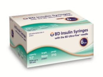Bd Insulin Syringes W Ultrafine Needle 6mm 31g 1cc (100 Per Bx)