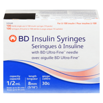 BD Insulin Syringes with BD Ultra-Fine Needle 320468 100 Sterile Single Use U-100 Insulin Syringes