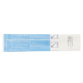BD Plastipak 3 mL Syringe Luer-Lok Tip with PrecisionGlide Needle 25 G x 1.5 in (100 Count)