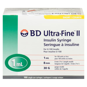 BD Ultra-Fine II Insulin Syringe Short 100 Single Use Syringes
