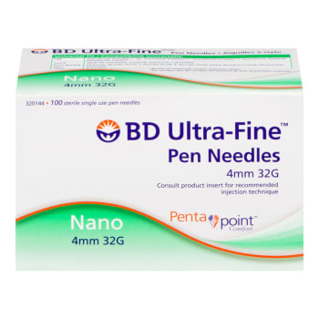 BD Ultrafine Nano Pen Needles 4 mm 32 G (100 Count)