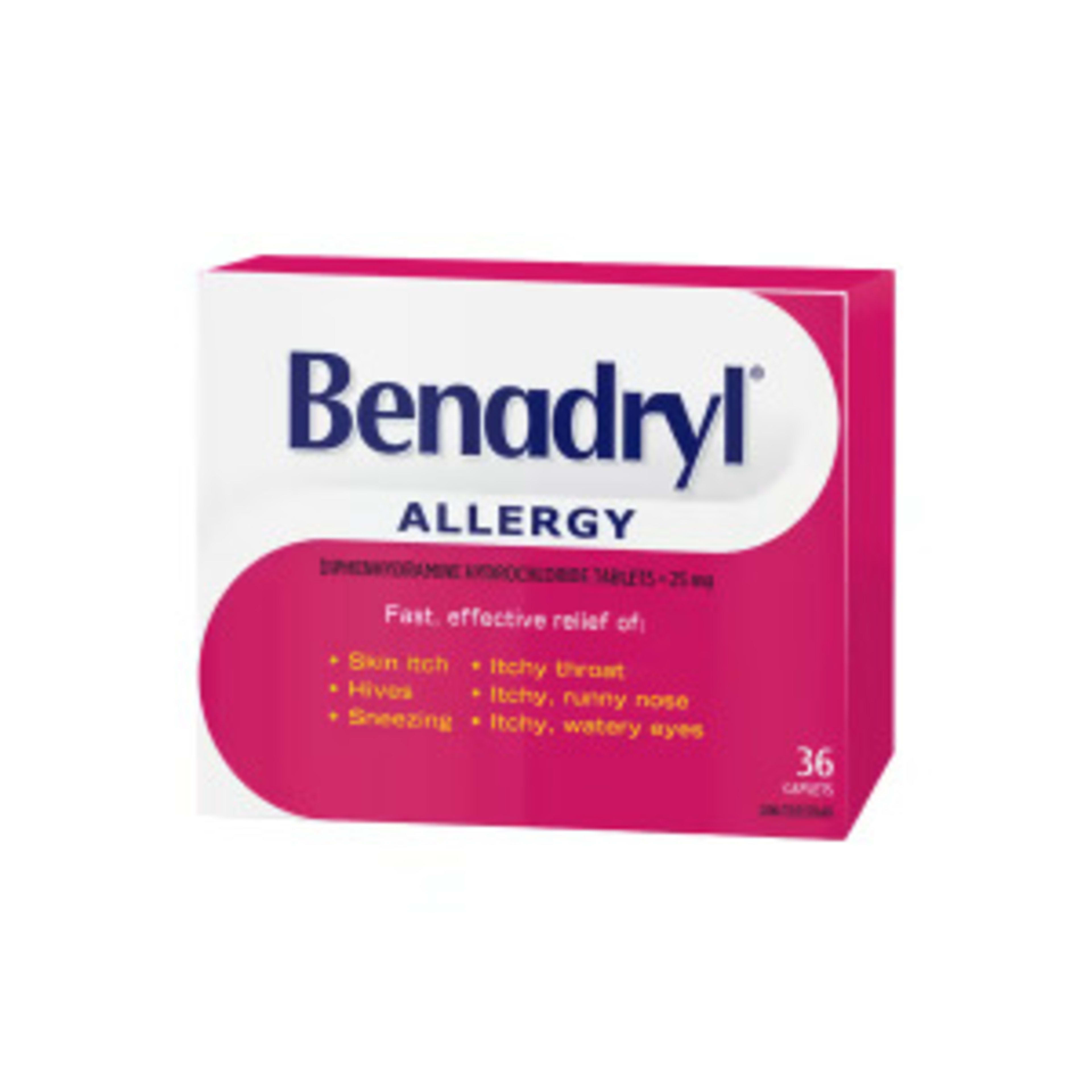 Benadryl Allergy Diphenhydramine Hydrochloride Tablets 25 mg 36 Caplets
