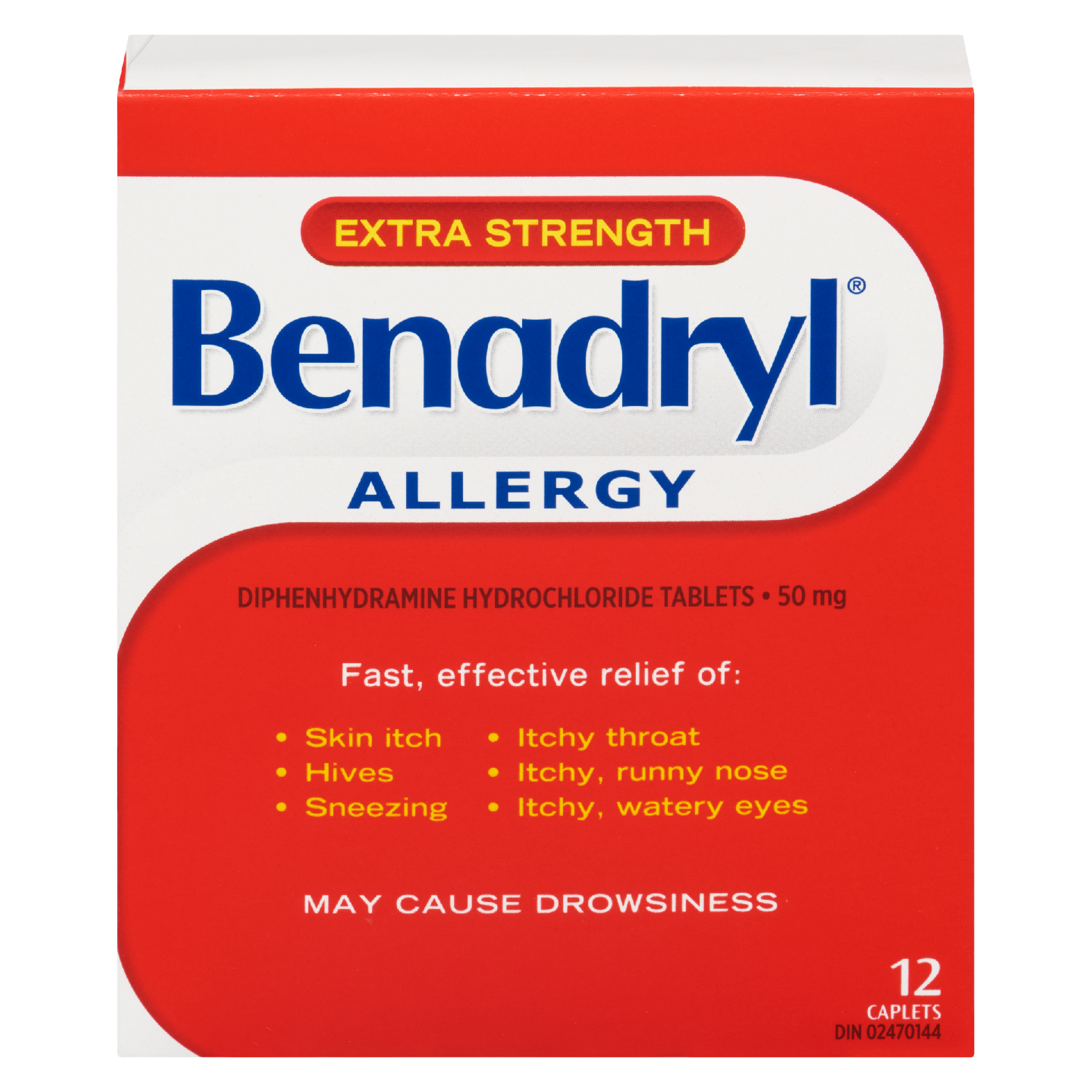 Benadryl Allergy Extra Strength 50 mg 12 Caplets