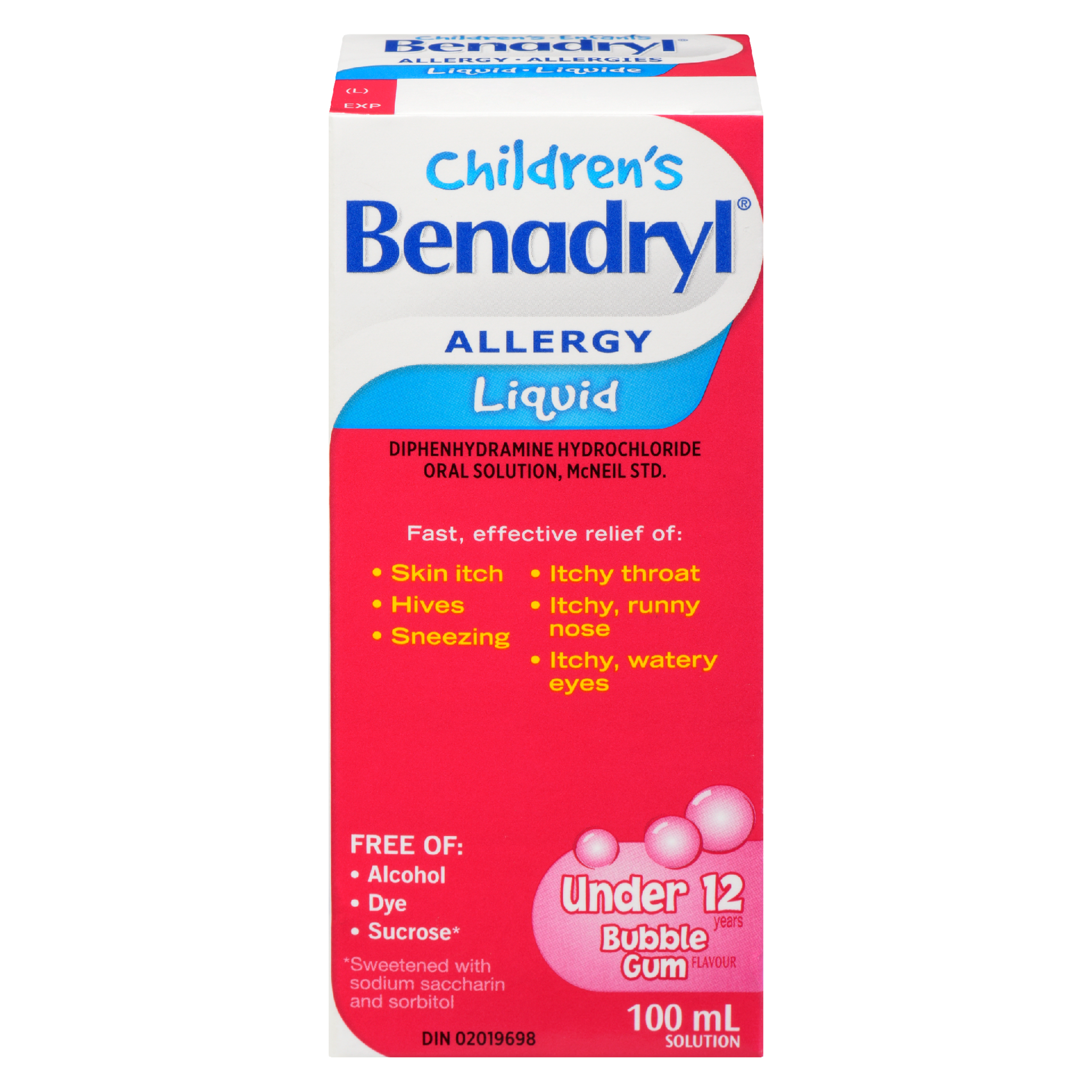 Benadryl Children's Allergy Solution Liquid Bubble Gum Flavour Under 12 Years 100 ml