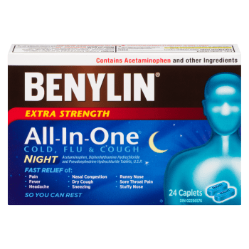 Benylin All-In-One Cold, Flu & Cough Night Extra Strength 24 Caplets