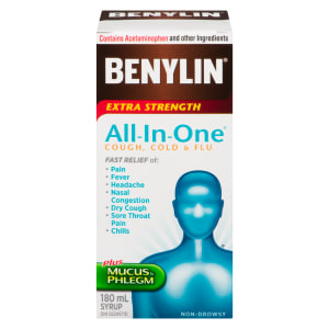 Benylin All-In-One Cough, Cold & Flu Syrup Extra Strength 180 ml