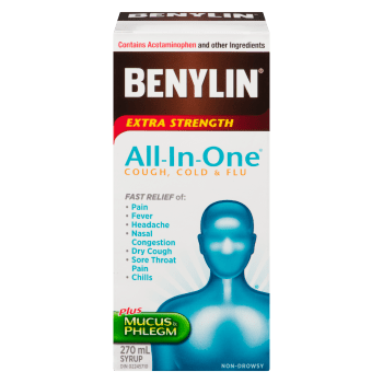 Benylin All-In-One Cough, Cold & Flu Syrup Extra Strength 270 ml