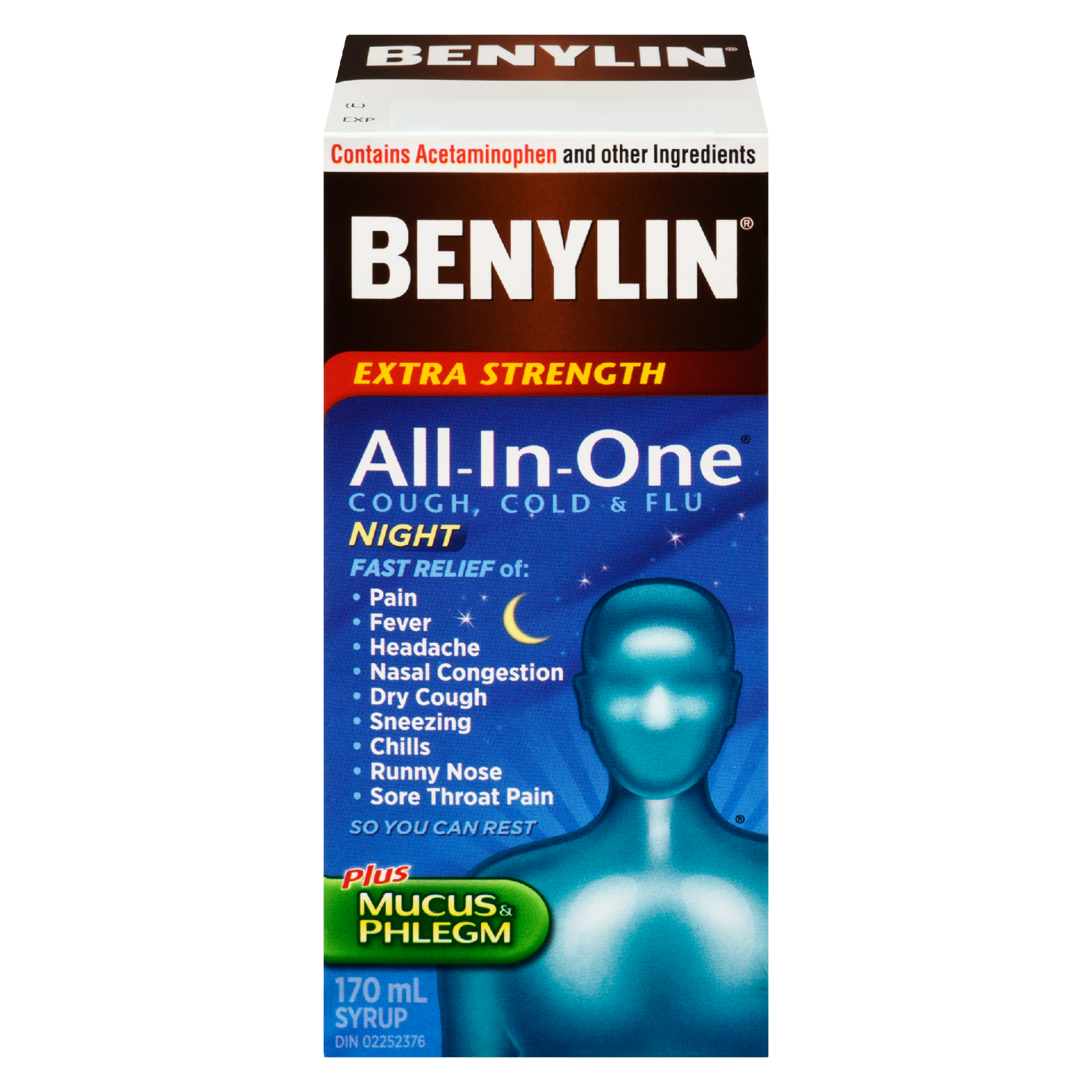 Benylin All-In-One Cough, Cold & Flu Syrup Night Extra Strength 170 ml
