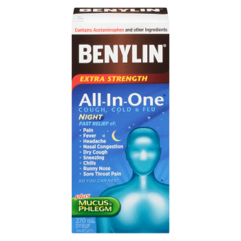 Benylin All-In-One Syrup Cough, Cold & Flu Night Extra Strength 270 ml