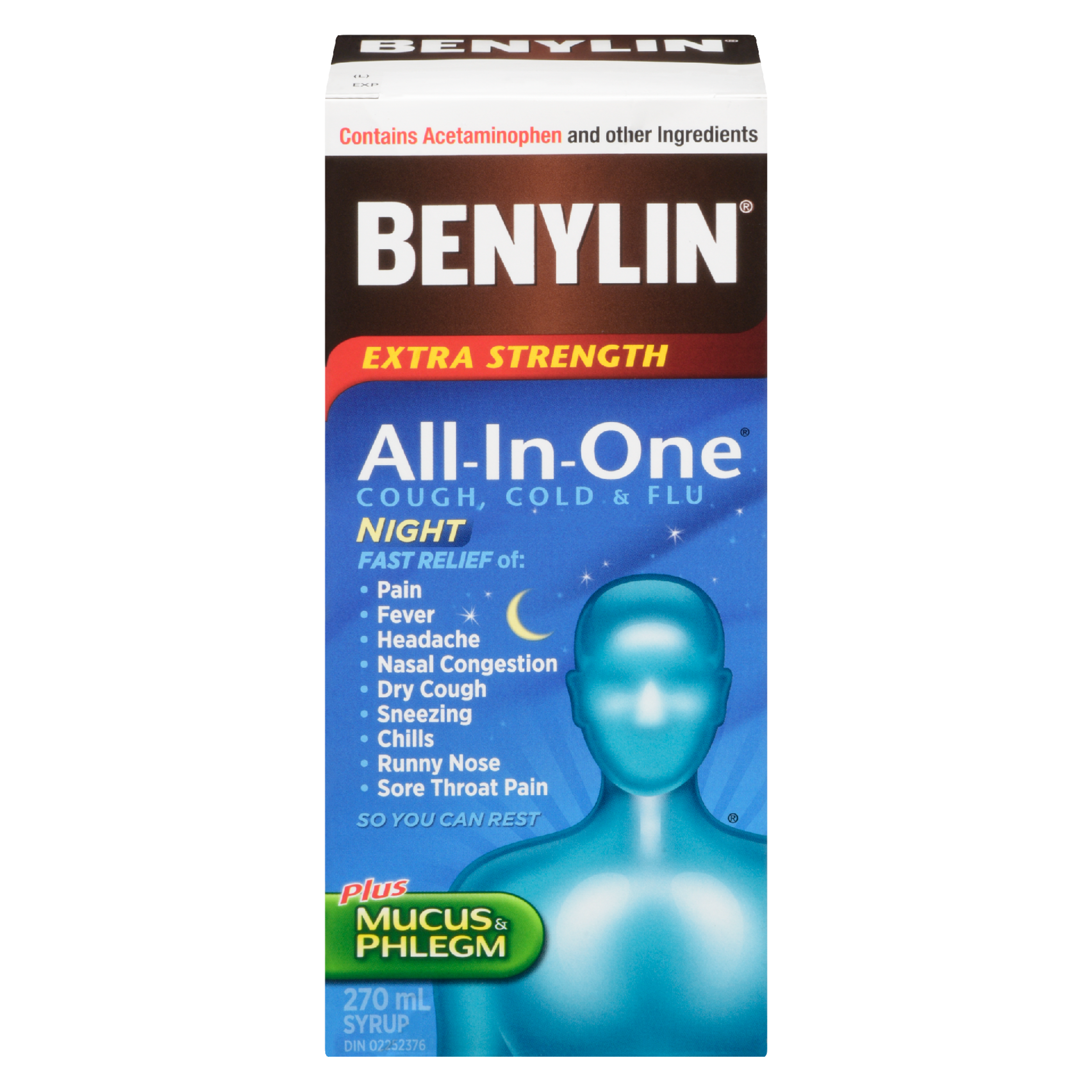 Benylin All-In-One Syrup Cough, Cold & Flu Night Extra Strength 270 ml