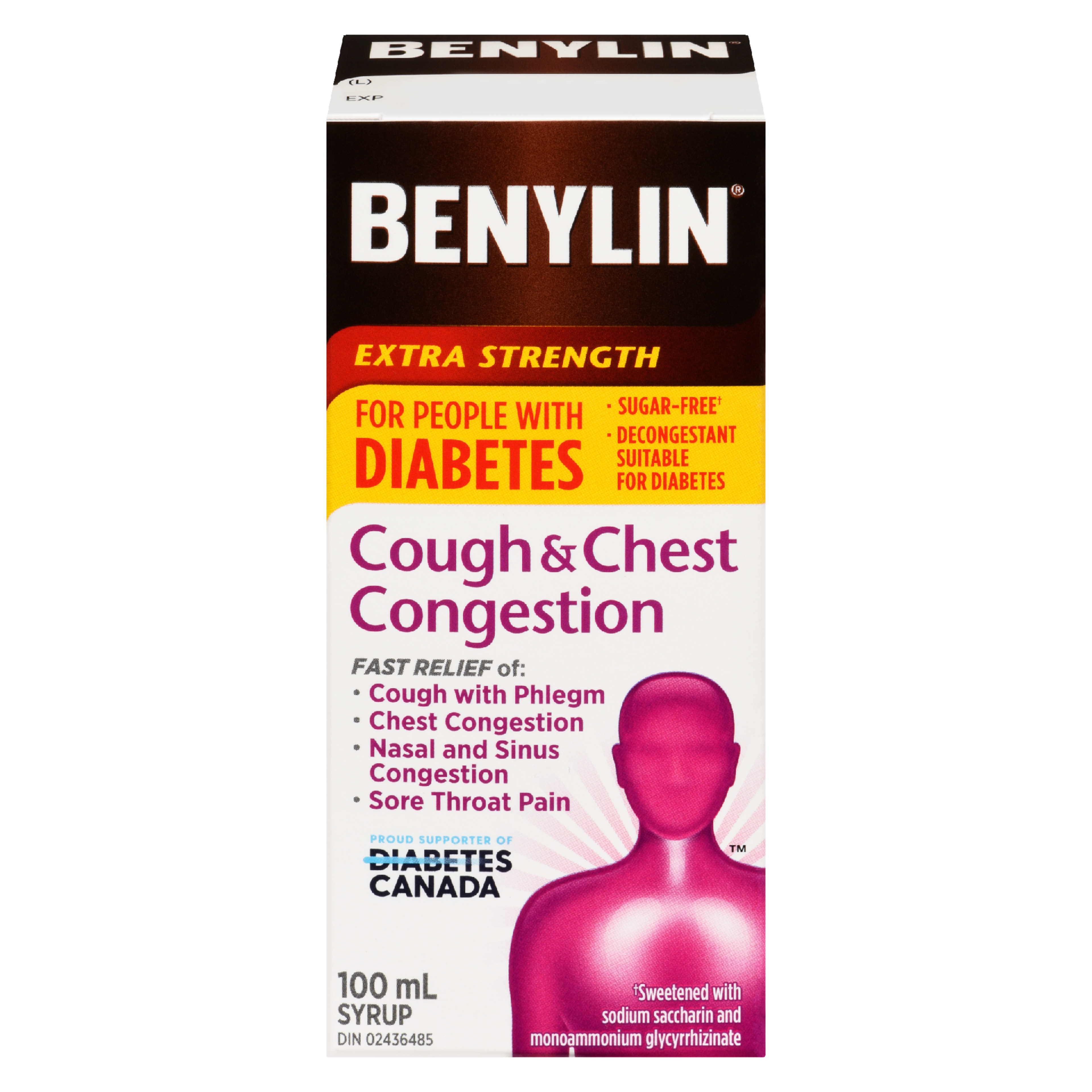 Benylin Cough & Chest Congestion Syrup Extra Strength for People with Diabetes 100 ml