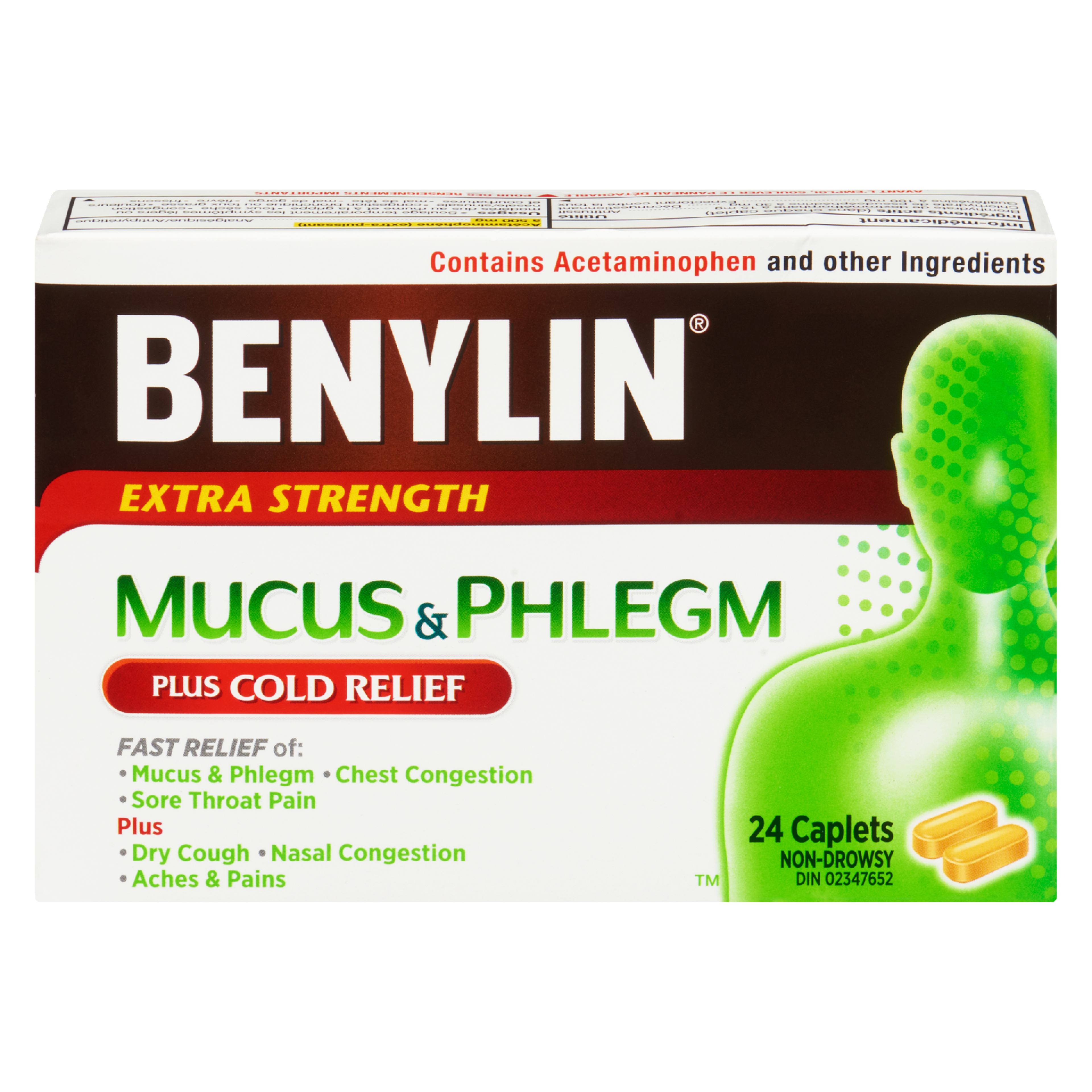 Benylin Mucus & Phlegm Plus Cold Relief Extra Strength 24 Caplets