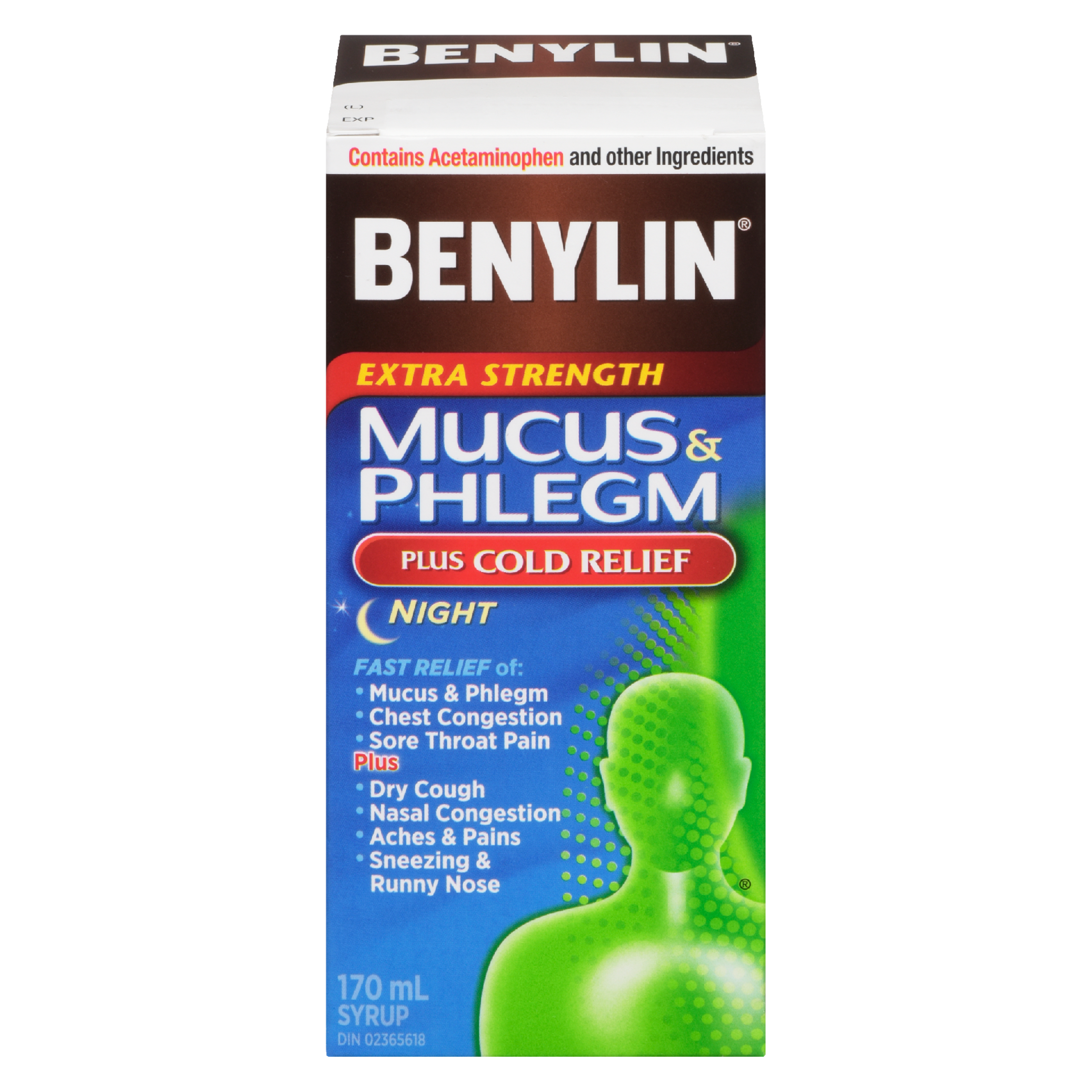 Benylin Mucus & Phlegm Syrup Extra Strength Plus Cold Relief Night 170 ml