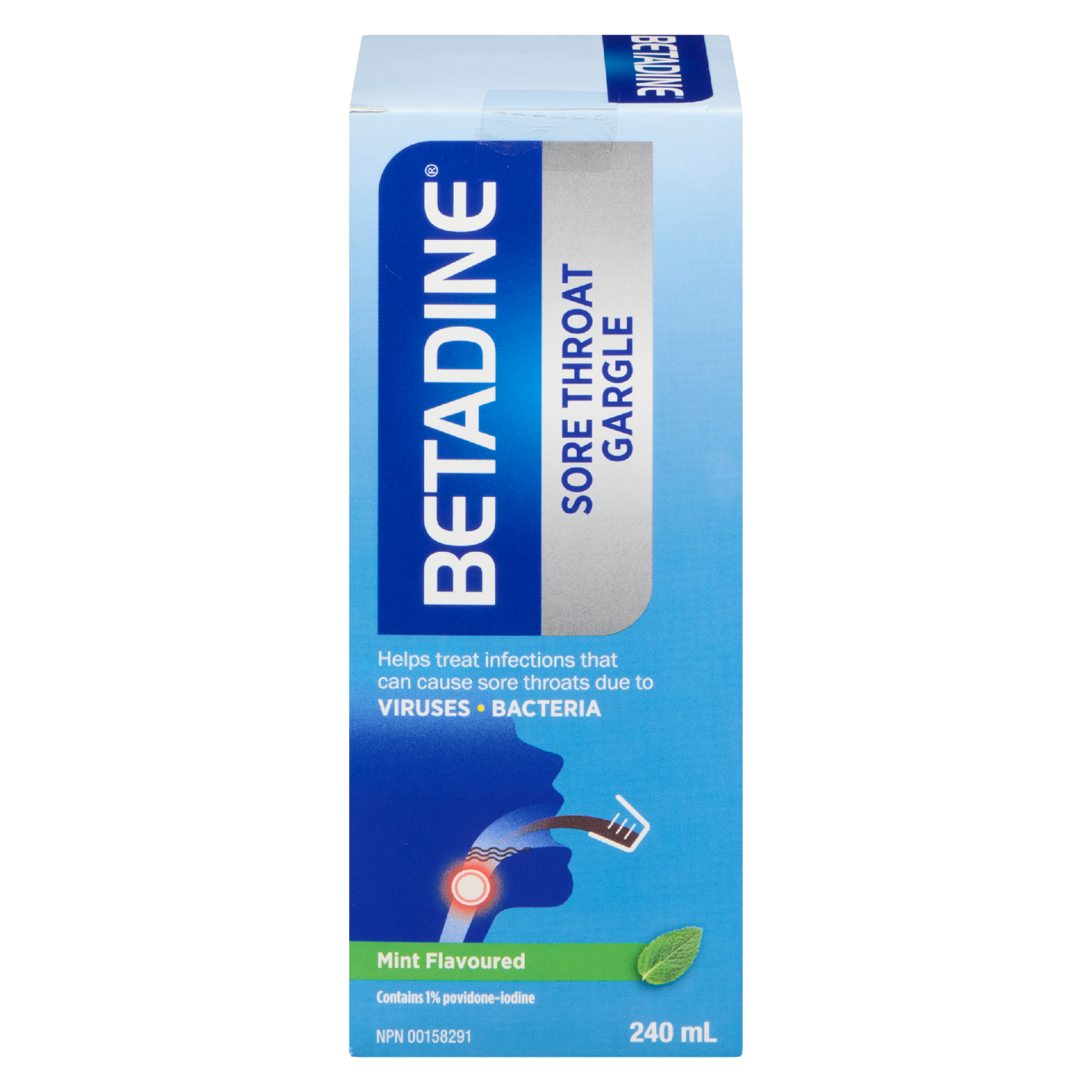 Betadine Sore Throat Gargle Mint Flavoured 240 ml
