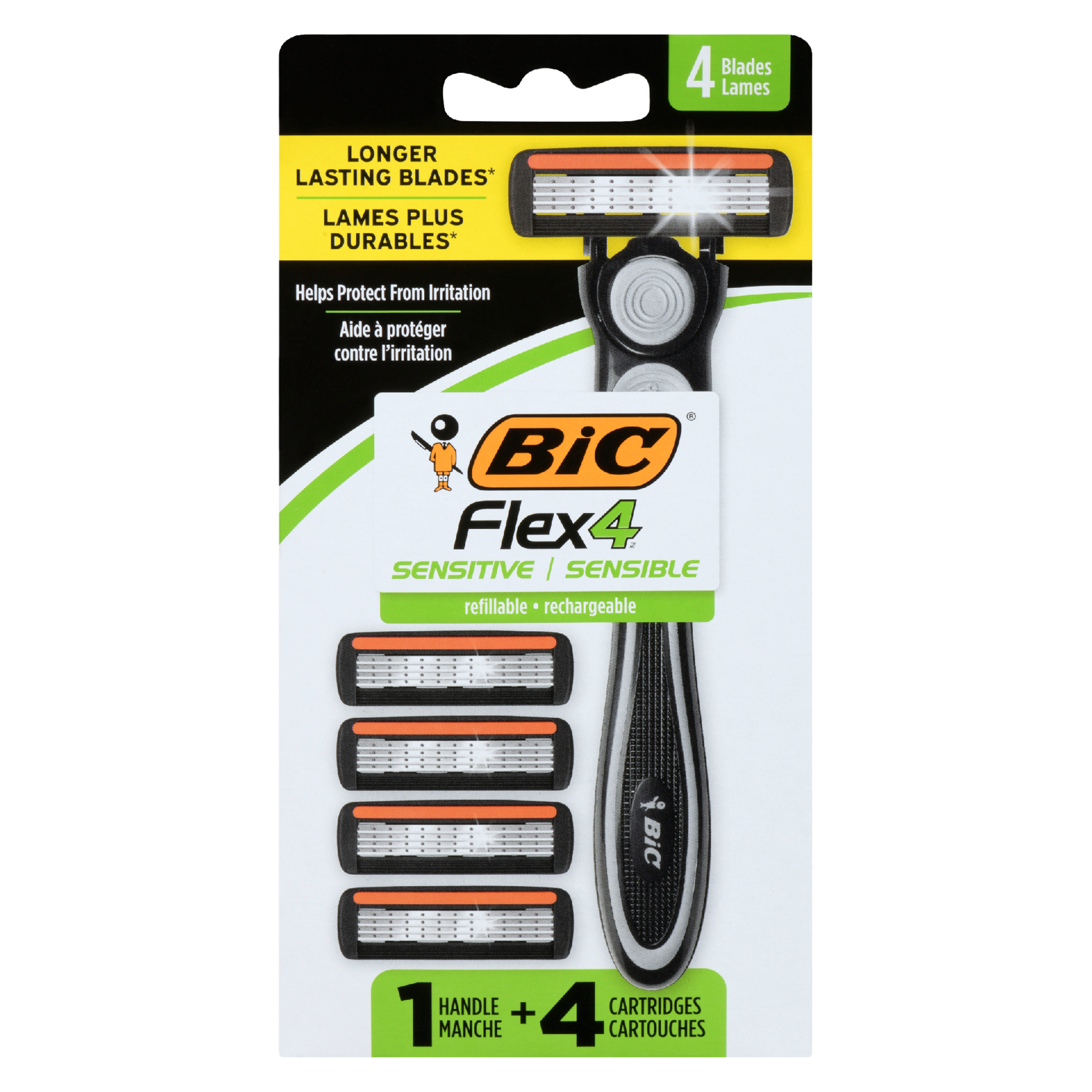 BIC Flex 4 Sensitive Refillable 4 Blades 1 Handle + 4 Cartridges