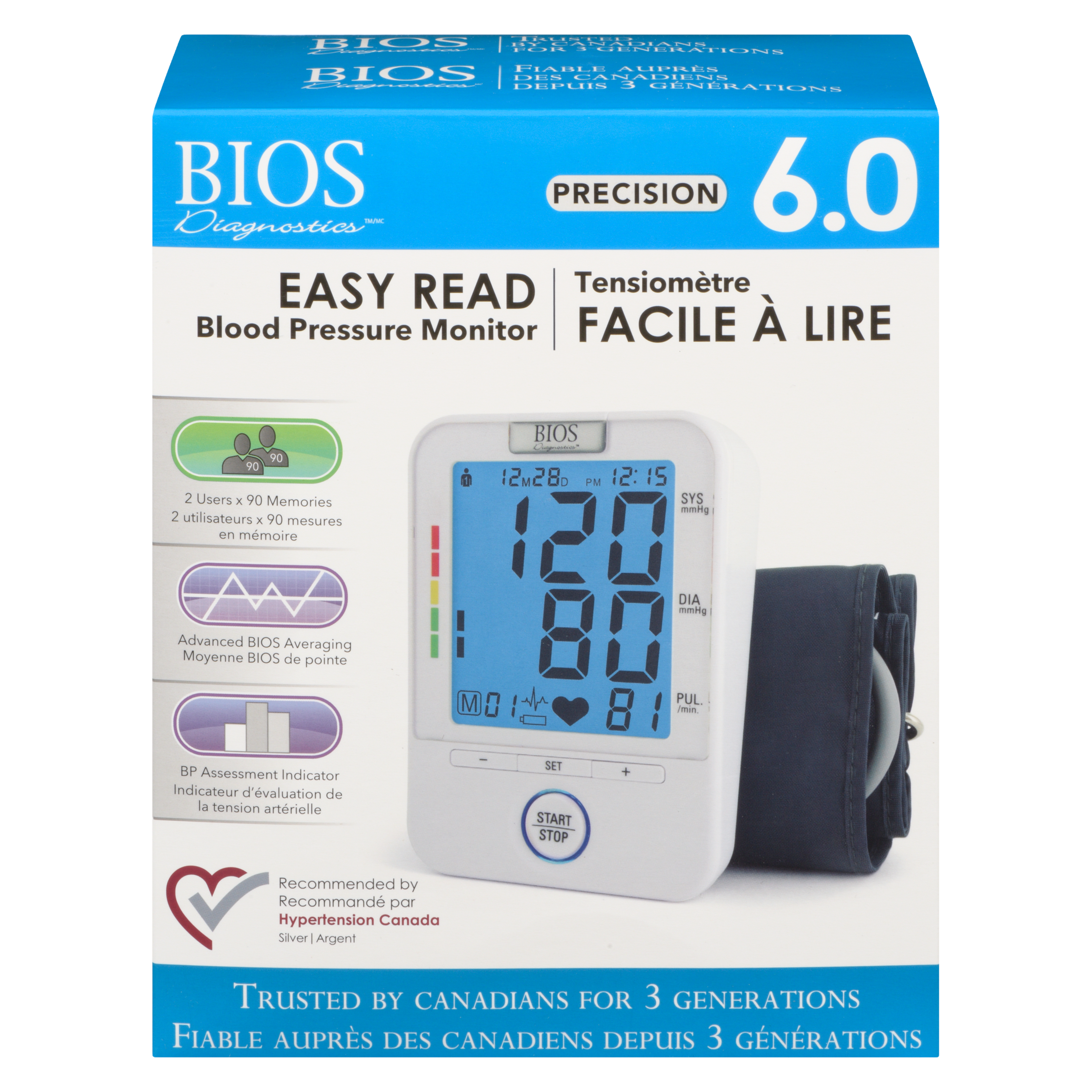 BIOS Diagnostics Easy Read Blood Pressure Monitor Precision 6.0
