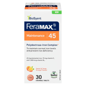 BioSyent FeraMAX Pd Maintenance 45 Sweet & Tangy Orange Flavour 30 Chewable Tablets