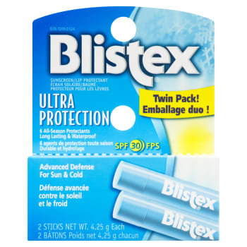 Blistex Sunscreen/Lip Protectant Ultra Protection SPF 30 Twin Pack! 2 Sticks x 4.25 g Each