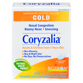 Boiron Coryzalia Homeopathic Medicine Used for Cold Adults & Children from 5 Years Old 60 Chewable Tablets