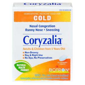 Boiron Coryzalia Homeopathic Medicine Used for Cold Adults & Children from 5 Years Old 60 Chewable Tablets