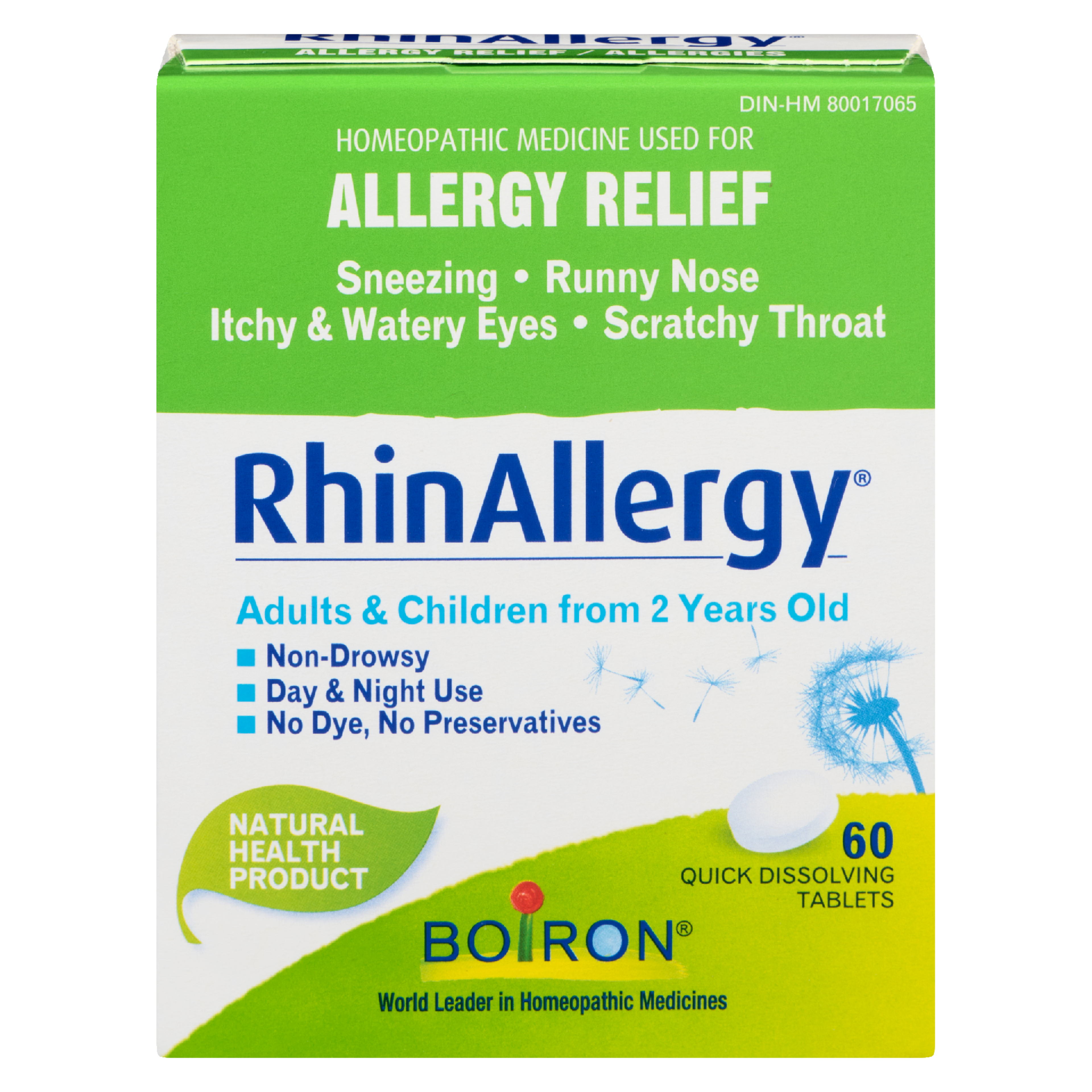 Boiron RhinAllergy Homeopathic Medicine Used for Allergy Relief Adults & Children from 2 Years Old 60 Quick Dissolving Tablets
