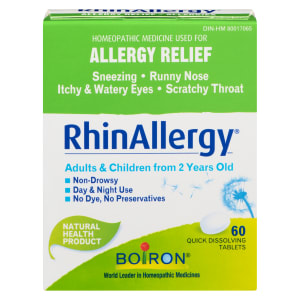 Boiron RhinAllergy Homeopathic Medicine Used for Allergy Relief Adults & Children from 2 Years Old 60 Quick Dissolving Tablets