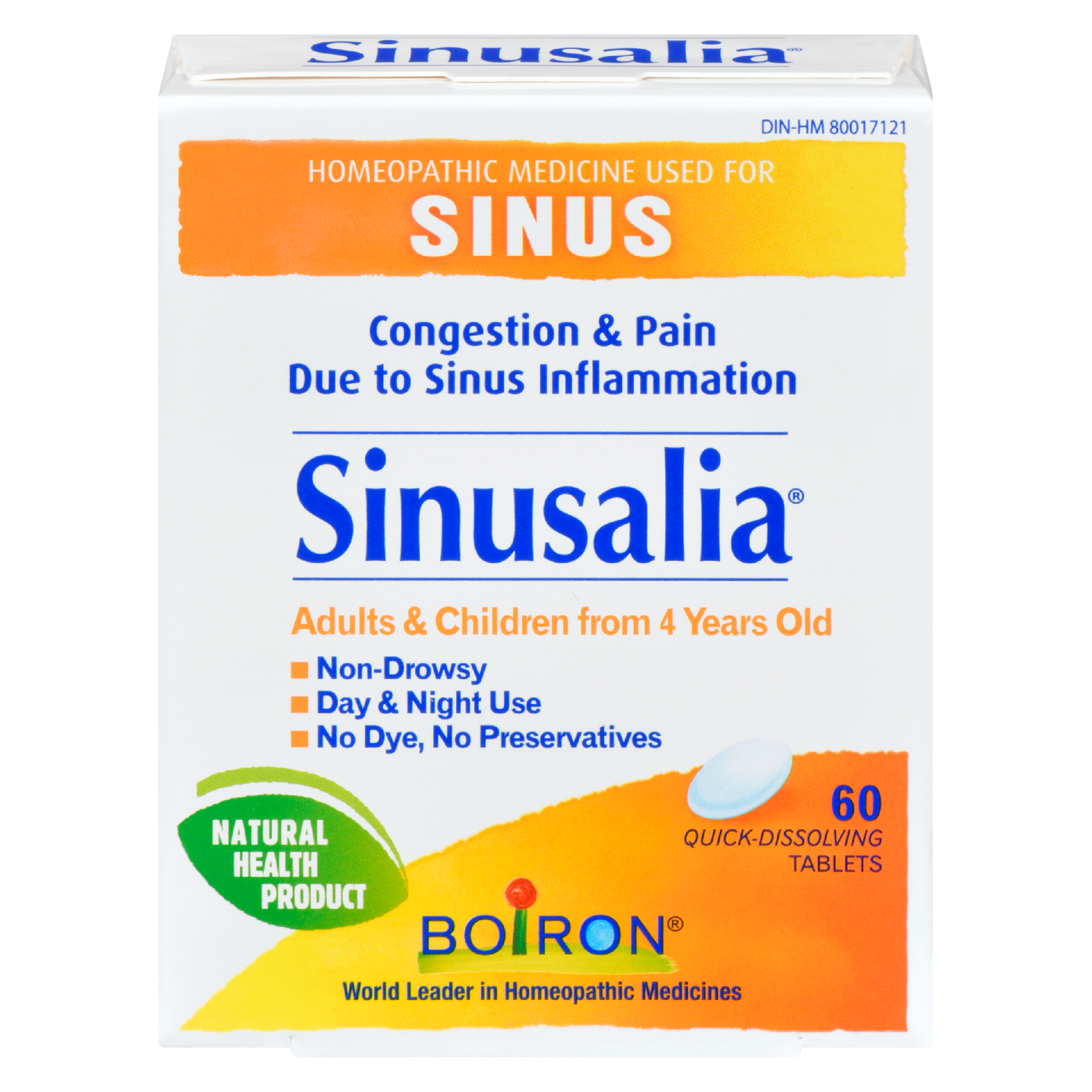 Boiron Sinusalia Sinus Adults & Children from 4 Years Old 60 Quick-Dissolving Tablets